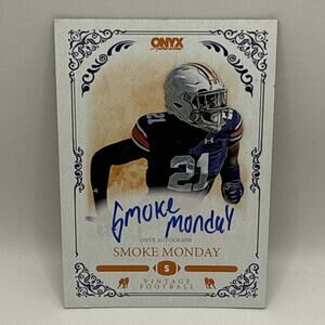 2022 Onyx Vintage AUTOGRAPH Blue Ink SMOKE MONDAY Saints AUBURN Tigers